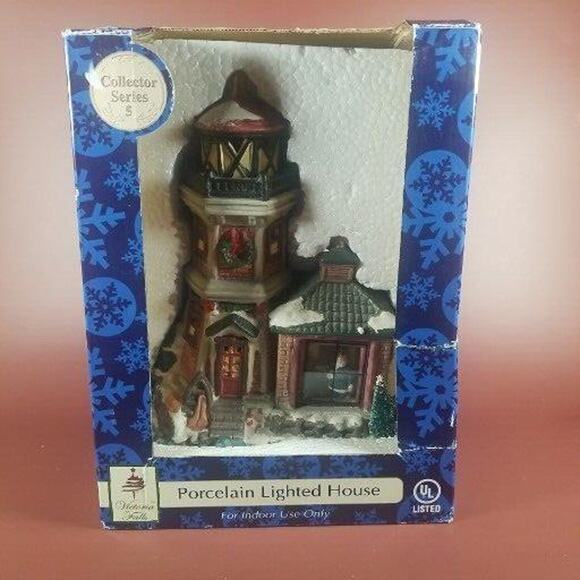 VICTORIA FALLS SERIES 5 PORCELAIN LIGHTED HOUSE CHRISTMAS VILLAGE MINIATURES - Picture 11 of 16